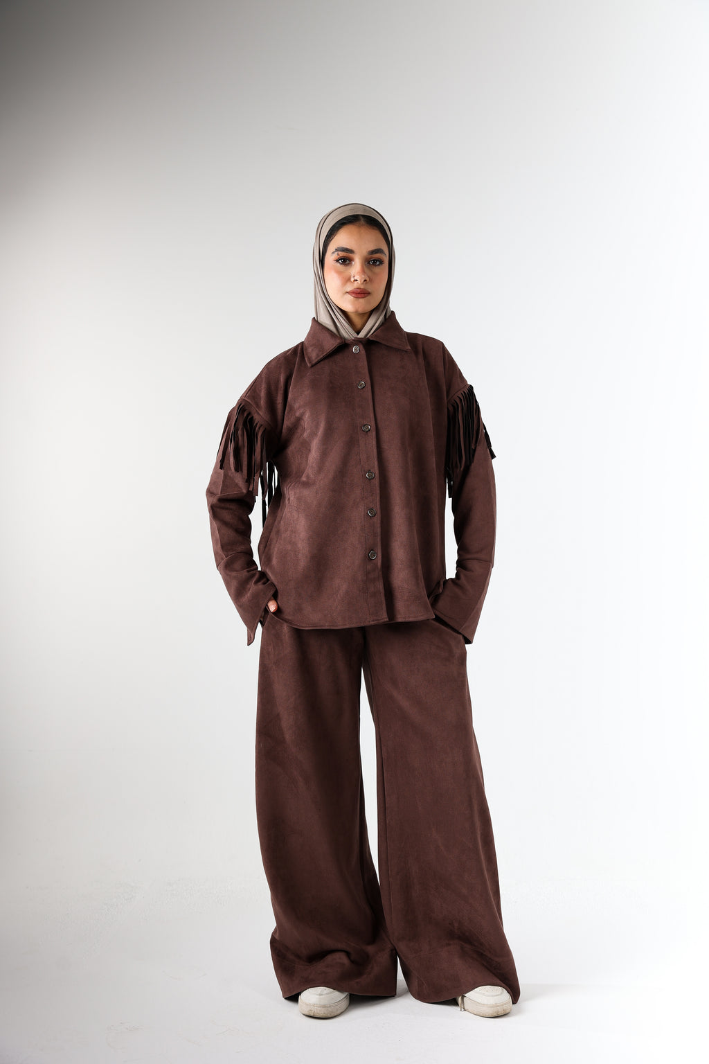 Fringes Suede Set - Brown