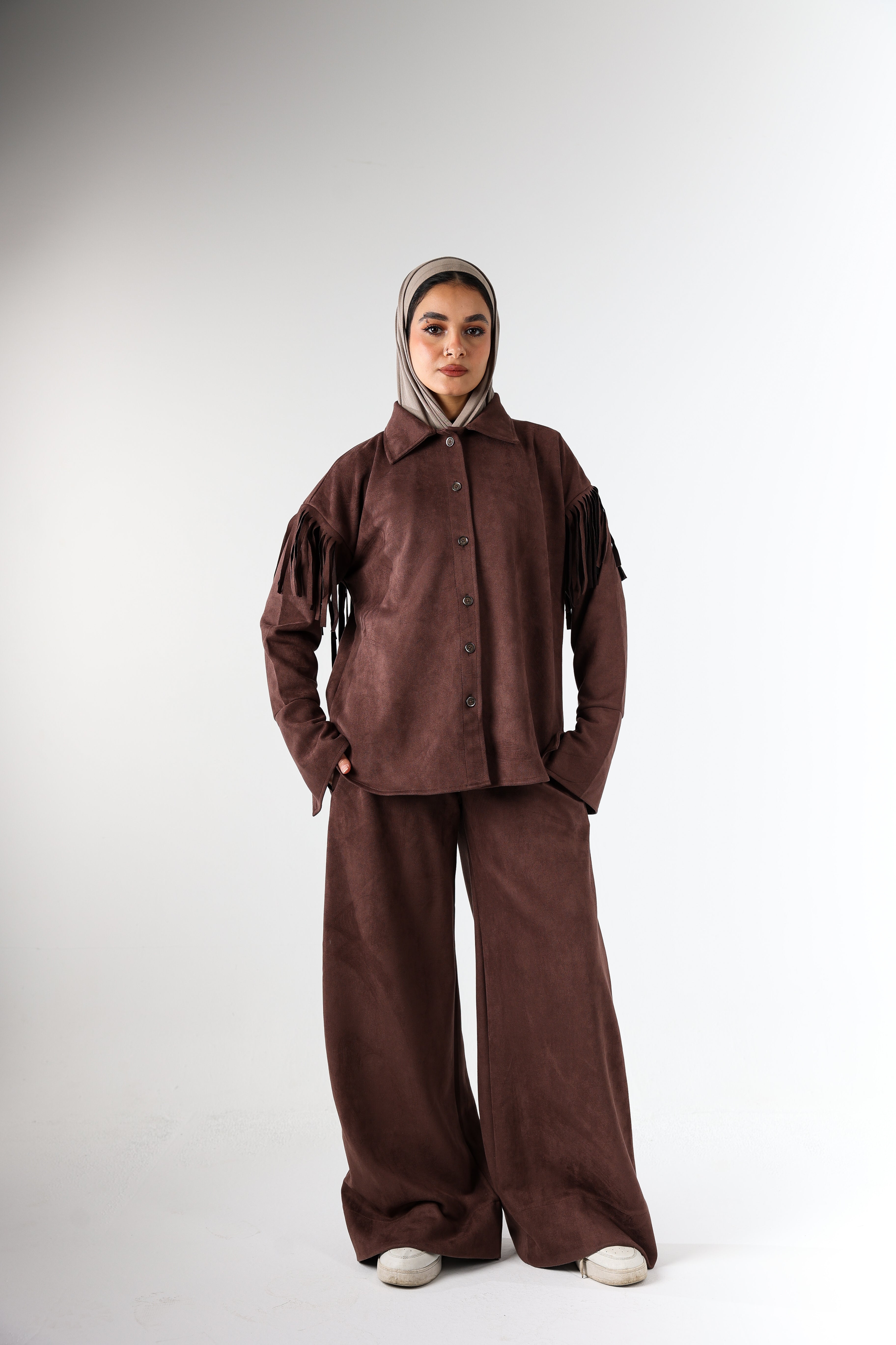 Fringes Suede Set - Brown