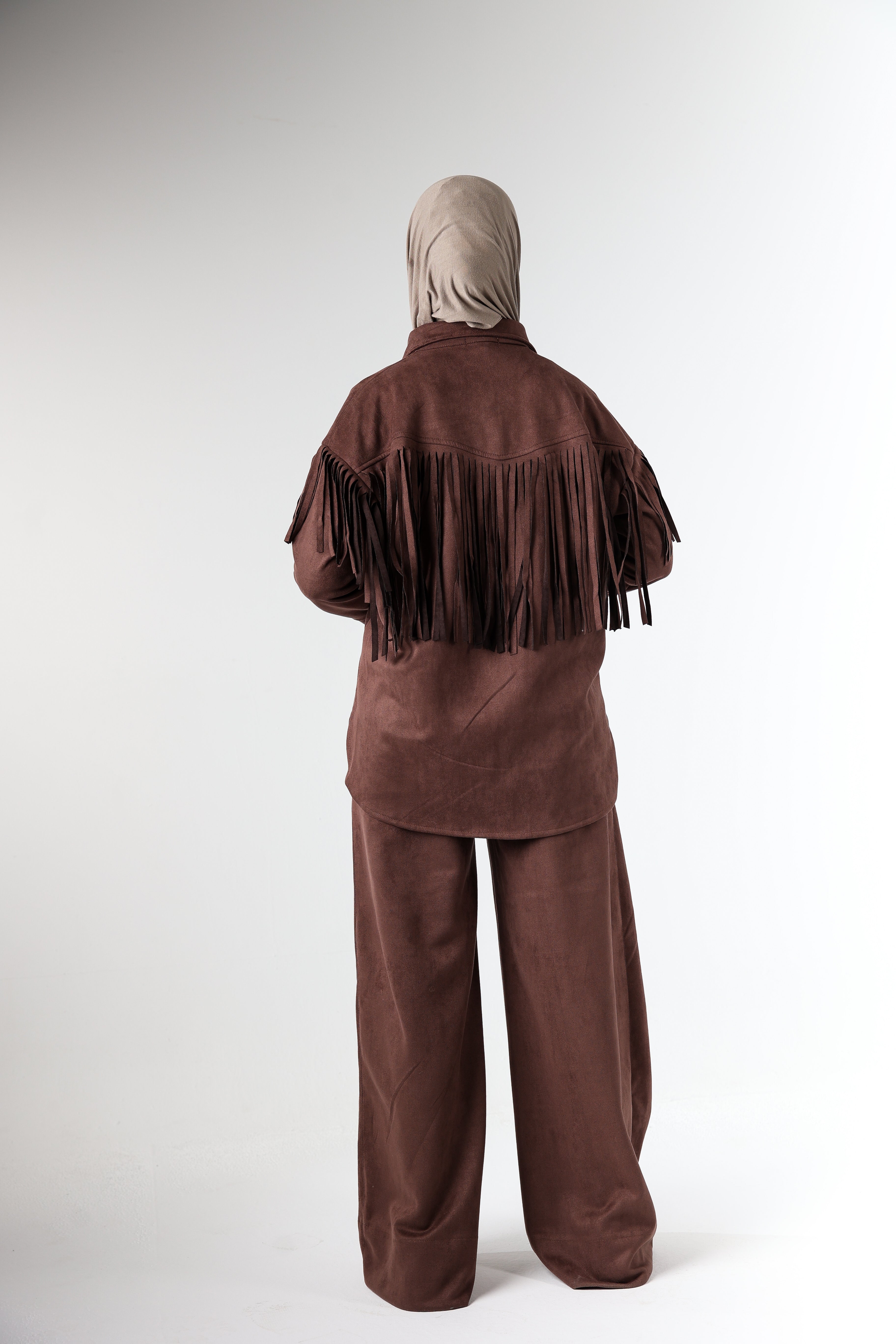 Fringes Suede Set - Brown