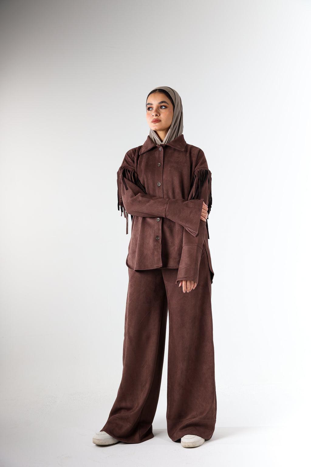 Fringes Suede Set - Brown